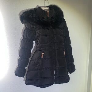 Celsius size m Black Puffer Coat with Faux Fur Hood